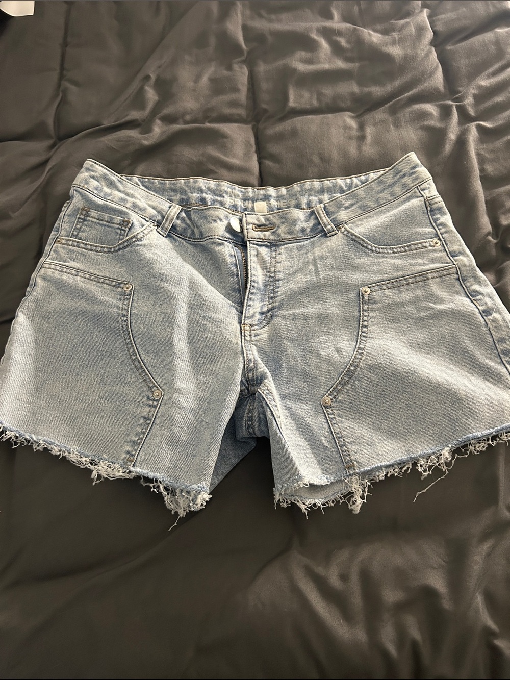 No Boundaries Light Blue Frayed Hem Denim Shorts